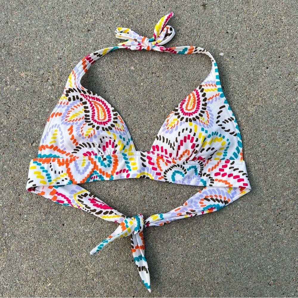 Victoria’s Secret floral dot paisley halter triangle bikini top